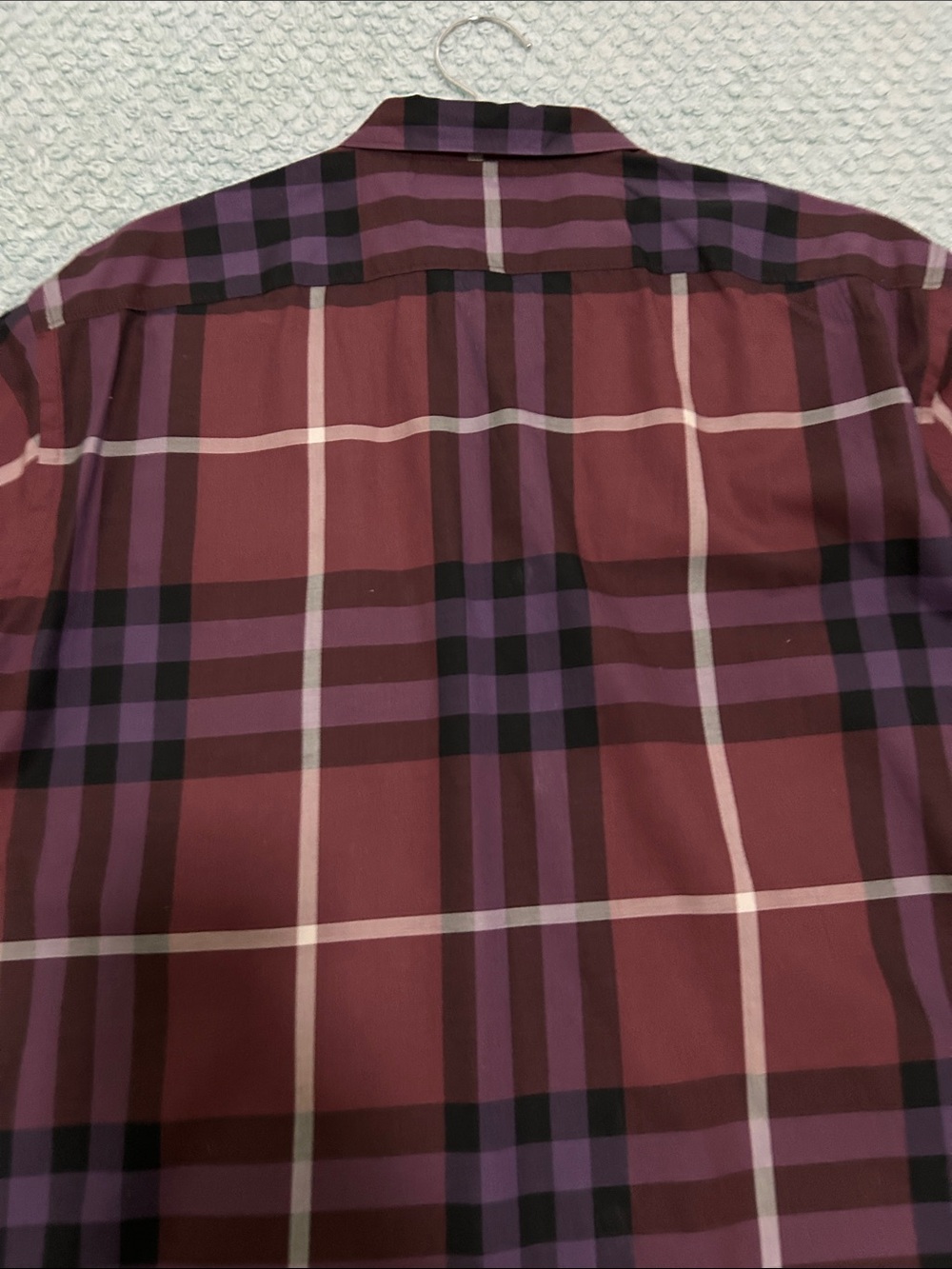 Burberry Burgundy and Black Plaid Button-Down Shirt - Picture 9 of 12
